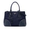 Prada Small Tessuto and City Calf Stitch Galleria Double Zip Satchel Secondhand