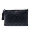 Chanel Large Quilted Lambskin Double Stitch Tassel O Case Clutch Secondhand