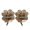 Chanel CC Brass Enamel and Strass Clover Clip On Earrings Secondhand