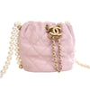 Secondhand Chanel Mini Quilted Calfskin About Pearls Drawstring Bucket Bag