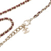 Chanel CC Gold Plated and Leather Woven Crystal Resin Heart Pendant Necklace Secondhand