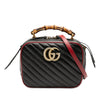 Gucci Small GG Marmont Matelasse Diagonal Leather Torchon Bamboo Satchel Secondhand
