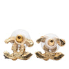 Chanel CC Gold Plated Strass Faux Pearl Resin Embellished Bullet Back Earrings Secondhand