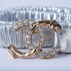 Secondhand Chanel Leather Belt with Crystal-Embellished CC Logo - '20s
