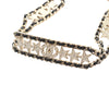 Secondhand Chanel Gold Plated Leather Woven CC Rhinestone Star Choker Necklace