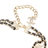 Chanel Gold Plated Leather Woven CC Rhinestone Star Choker Necklace Secondhand