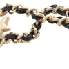 Secondhand Chanel Gold Plated Leather Woven CC Rhinestone Star Choker Necklace