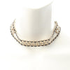 Secondhand Chanel Gold Plated Leather Woven CC Rhinestone Star Choker Necklace