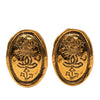Chanel CC Gold Plated Oval Crown Earrings Secondhand