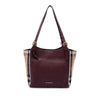 Burberry Small Derby Calfskin and House Check Canvas Canterbury Tote Secondhand