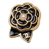 Chanel CC Gold Plated Enamel Faux Pearl Camellia Pin Brooch Secondhand