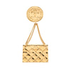 Chanel CC Gold Plated Quilted Flap Bag Medallion Brooch Secondhand