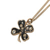 Chanel CC Gold Plated and Enamel Strass Faux Pearl Clover Pendant Necklace Secondhand