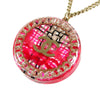 Chanel CC Gold Plated Resin Tweed Chain Round Pendant Necklace Secondhand