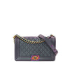 Chanel Old Medium Quilted Iridescent Goatskin Rainbow Hardware Boy Flap Secondhand