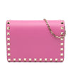 Valentino Pebbled Calfskin Rockstud Wallet On Chain Secondhand