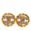 Secondhand Chanel CC Gold Plated Strass Round Rope Clip On Earrings