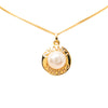 Chanel Gold Plated Faux Pearl Logo Round Pendant Necklace Secondhand