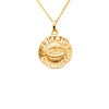 Chanel Gold Plated Faux Pearl Logo Round Pendant Necklace Secondhand