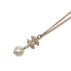 Chanel Gold Plated Strass CC Faux Pearl Drop Pendant Necklace Secondhand