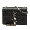 Saint Laurent Small Croc Embossed Leather Monogram Kate Tassel Crossbody Secondhand