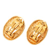 Chanel CC Gold Plated Crown Oval Clip On Earrings Secondhand