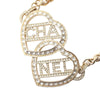 Chanel Gold Plated Rhinestones Heart Logo Choker Necklace Secondhand