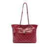 Chanel CC Quilted Calfskin Front Zip Drawstring Chain Tote Secondhand