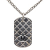 Secondhand Chanel CC Silver Plated Quilted Dog Tag Pendant Necklace