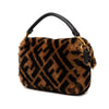 Fendi Mini Zucca Shearling Chain Baguette Satchel Secondhand