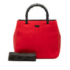 Secondhand Gucci Wool and Calfskin Bamboo Top Handle Bag