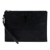 Saint Laurent Croc Embossed Leather Monogram Zip Pouch Secondhand