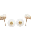 Chanel CC Gold Plated Faux Pearl Strass Push Back Earrings Secondhand
