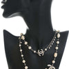 Chanel CC Brass Strass Faux Pearl Baroque Chain Long Necklace Secondhand