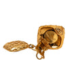 Chanel Gold Plated Quilted Diamond Shape Strass Drop Clip On Earrings Secondhand