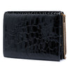 Saint Laurent Shiny Croc Embossed Calfskin Monogram Cassandra Chain Wallet Secondhand