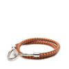 Hermès Palladium Plated and Woven Leather Jumbo Hook Double Tour Bracelet Secondhand