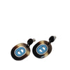 Secondhand Hermès Buffalo Horn Lacquered and Palladium Plated Fidelio Village Drop Bullet Back Earrings