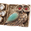 Chanel CC Gold Plated Enamel and Strass Flower Owl Brooch Secondhand