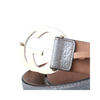 Gucci Metallic Silver Leather Interlocking G Buckle Belt - '00s