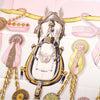 Secondhand Hermès “Frontaux Et Cocardes” Pink & Ivory Silk Carré 90 Scarf By Caty Latham - '00s