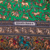 Secondhand Hermès “Chasse En Inde” Green Cashmere & Silk Shawl 140 By Michel Duchêne