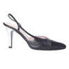 Secondhand Chanel Vintage Black Leather & Satin Cap-Toe Slingback Pumps - '00s
