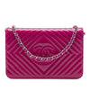 Chanel CC Patent Diamond Quilted Wallet On Chain Secondhand
