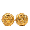 Chanel CC Gold Plated Sunburst Round Clip On Earrings Secondhand