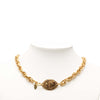 Secondhand Chanel CC Gold Plated Oval Medallion Pendant Double Chain Necklace