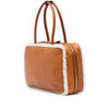 Miu Miu Large Shearling Trimmed Calfskin Logo Beau Shoulder Bag Secondhand