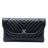Chanel CC Chevron Lambskin Round Flap Clutch Secondhand