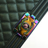 Chanel Old Medium Quilted Iridescent Goatskin Rainbow Hardware Boy Flap Secondhand