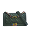 Chanel Old Medium Quilted Iridescent Goatskin Rainbow Hardware Boy Flap Secondhand